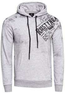 Felpa con cappuccio da uomo alla moda con stampa grafica all-over, tasca a marsupio, maglione 19134 Grigio