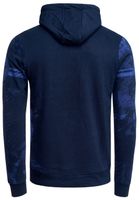 Felpa sportiva da uomo con cappuccio, stampe vintage e tasca a marsupio, blu navy, 19135