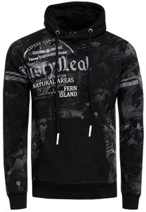 Sportlicher Herren Kapuzen-Pullover Hoodie mit Vintage-Prints und Känguru-Tasche Sweatshirt 19135 Schwarz