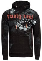 Moderner Herren Kapuzen-Pullover mit markantem Grafik-Print Hoodie mit hohem Kragen Sweater 19136 Schwarz