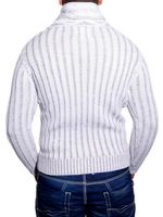 Pull élégant pour homme en maille torsadée, col montant, modèle 3176 blanc