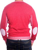 Pull en maille moderne pour homme, motif à carreaux, maille texturée, col rond 3178 Rouge