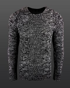 Pull homme moderne à col rond et design contrasté, référence 6171, noir