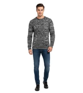Pull homme moderne à col rond et design contrasté, référence 6234, noir