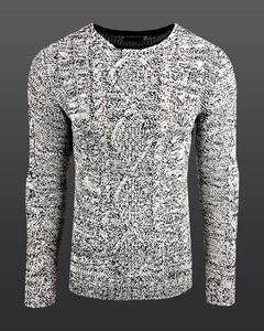 Pull homme moderne à col rond et design contrasté, référence 6234, blanc