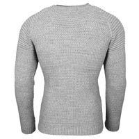 Pull homme en maille fine à col rond, style motard, streetwear, gris 6240