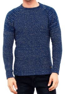 Pull homme en maille fine à col rond, style motard, streetwear, 6240, couleur pétrole