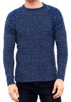Pull homme en maille fine à col rond, style motard, streetwear, 6240, couleur pétrole