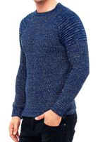 Pull homme en maille fine à col rond, style motard, streetwear, 6240, couleur pétrole