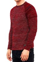 Pull homme en maille fine à col rond, style motard, rouge, référence 6240