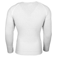 Suéter de cuello redondo de punto fino para hombre urbano, ropa de calle de punto para motociclistas, 6240 blanco