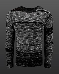 Pull homme polyvalent à col rond et à pois, en maille noire 6245
