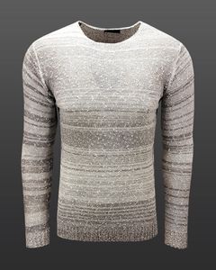 Versatile pullover girocollo da uomo con motivo a pois, maglia lavorata a maglia 6245 Bianco