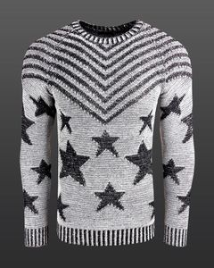 Maglione girocollo da uomo alla moda con design "USA Stars & Stripes", maglione lavorato a maglia 6263 Grigio