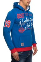 Sweat à capuche décontracté pour homme, imprimé vintage, poche kangourou, modèle 6870, bleu