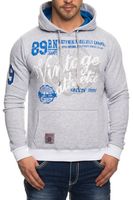 Sweat à capuche décontracté pour homme, imprimé vintage, poche kangourou, gris 6870