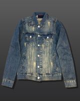 Veste en jean homme élégante, style vintage, délavage usé, col Kent et coloris 8220 Vintage Blue.