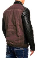 Chaqueta de motorista moderna para hombre, aspecto lavado, mangas de piel sintética, corte entallado, chaqueta de entretiempo, 8833 Burdeos