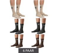 6 Paar SCOTCH & SODA Herren 1/2-Terry High-Quarter-Crew-Socken Alltags-Socken Business-Socken Größe 41-46 SS43513-280 Braun, Beige, Dunkelgrau