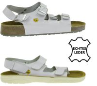 Rutschhemmende hsm Herren und Damen Arbeits-Sandalen ESD-geeignet Echtleder-Schuhe Schutzklasse SRC oder SRA Pantoletten Berufsschuhe Factory Second B-Ware Arzt-Schuhe Weiß