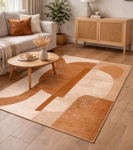 Alfombra con estampado gráfico, alfombra para sala de estar, accesorio para el hogar, alfombra decorativa 960976 Marrón