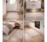 Alfombra geométrica moderna para pasillo, ideal para pasillos y baños, 955885 Beige/Gris