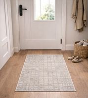 Alfombra geométrica moderna para pasillo, ideal para pasillos y baños, 955885 Beige/Gris