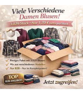 Gran variedad de blusas para mujer - 3029 piezas, solo 1,70 € netos cada una