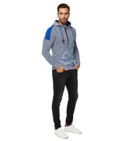 Moderner Herren Strick-Pullover Kapuzen-Sweater Grobstrick-Hoodie Strick-Jacke 13290 Sax-Blau