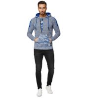 Moderner Herren Strick-Pullover Kapuzen-Sweater Grobstrick-Hoodie Strick-Jacke 13290 Sax-Blau