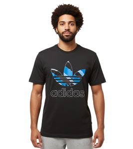 adidas Exclusive Herren T-Shirt mit Camouflage-Print Baumwoll-Shirt Kurzarm-Shirt JE6197 Schwarz/Blau
