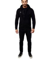 Moderner Herren Strick-Pullover Kapuzen-Sweater Grobstrick-Hoodie Strick-Jacke 13290 Schwarz