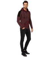 Moderner Herren Strick-Pullover Kapuzen-Sweater Grobstrick-Hoodie Strick-Jacke 13290 Rot