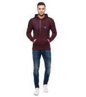 Moderner Herren Strick-Pullover Kapuzen-Sweater Grobstrick-Hoodie Strick-Jacke 13290 Weinrot