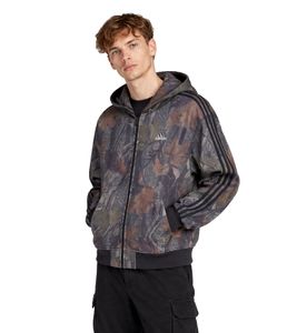 adidas Men's Camouflage Fleece Jacket with Zip and Separate Kangaroo Pocket JY2775 Black