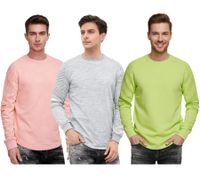 Urban men's sweatshirt with ribbed sleeves, pullover sweater 19056 in pink, gray, or green