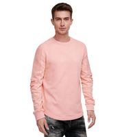 Urban men's sweatshirt with ribbed sleeves, pullover sweater 19056 in pink, gray, or green