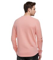 Urban men's sweatshirt with ribbed sleeves, pullover sweater 19056 in pink, gray, or green