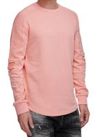 Urban men's sweatshirt with ribbed sleeves, pullover sweater 19056 in pink, gray, or green