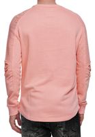 Urban men's sweatshirt with ribbed sleeves, pullover sweater 19056 in pink, gray, or green