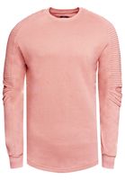 Urban men's sweatshirt with ribbed sleeves, pullover sweater 19056 in pink, gray, or green