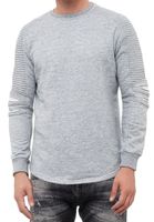 Urban men's sweatshirt with ribbed sleeves, pullover sweater 19056 in pink, gray, or green
