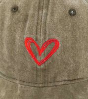 Liebevolle ZWILLINGSHERZ Herz Classic Base-Cap mit Herz-Stickerei Baumwoll-Cap justierbare Cappy Schirm-Mütze 4603M K258208 Khaki