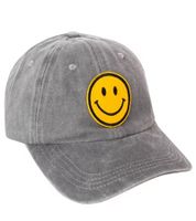 Gorra de béisbol clásica TwinHeart Smiley con parche de carita sonriente, de algodón, visera ajustable, 4603M K258209 Gris