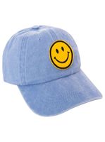 Gorra de béisbol clásica TwinHeart Smiley con parche de carita sonriente, de algodón, visera ajustable, 4603M K258209 Azul claro