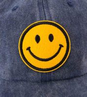 Gorra de béisbol clásica TwinHeart Smiley con parche de carita sonriente, de algodón, visera ajustable, 4603M K258209 Azul marino