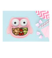 Non-slip Brunoko Silicone Baby Plate 2-in-1 Baby Plate Set with Bib and Catch Tray, BPA-free, Pink