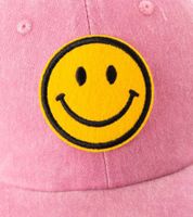 Gorra de béisbol clásica Cheeky TwinHeart Smiley con parche de carita sonriente, de algodón, visera ajustable, 4603M K258209, rosa lavado