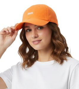 Gorra clásica de béisbol OMG con corazones gemelos luminosos y bordado OMG, de algodón, visera ajustable, 4603M K258210 Naranja neón