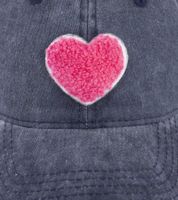 Cappellino da baseball classico ZWILLINGSHERZ con cuore in peluche, in cotone, con visiera regolabile, 4603M K25358-6 Blu Navy